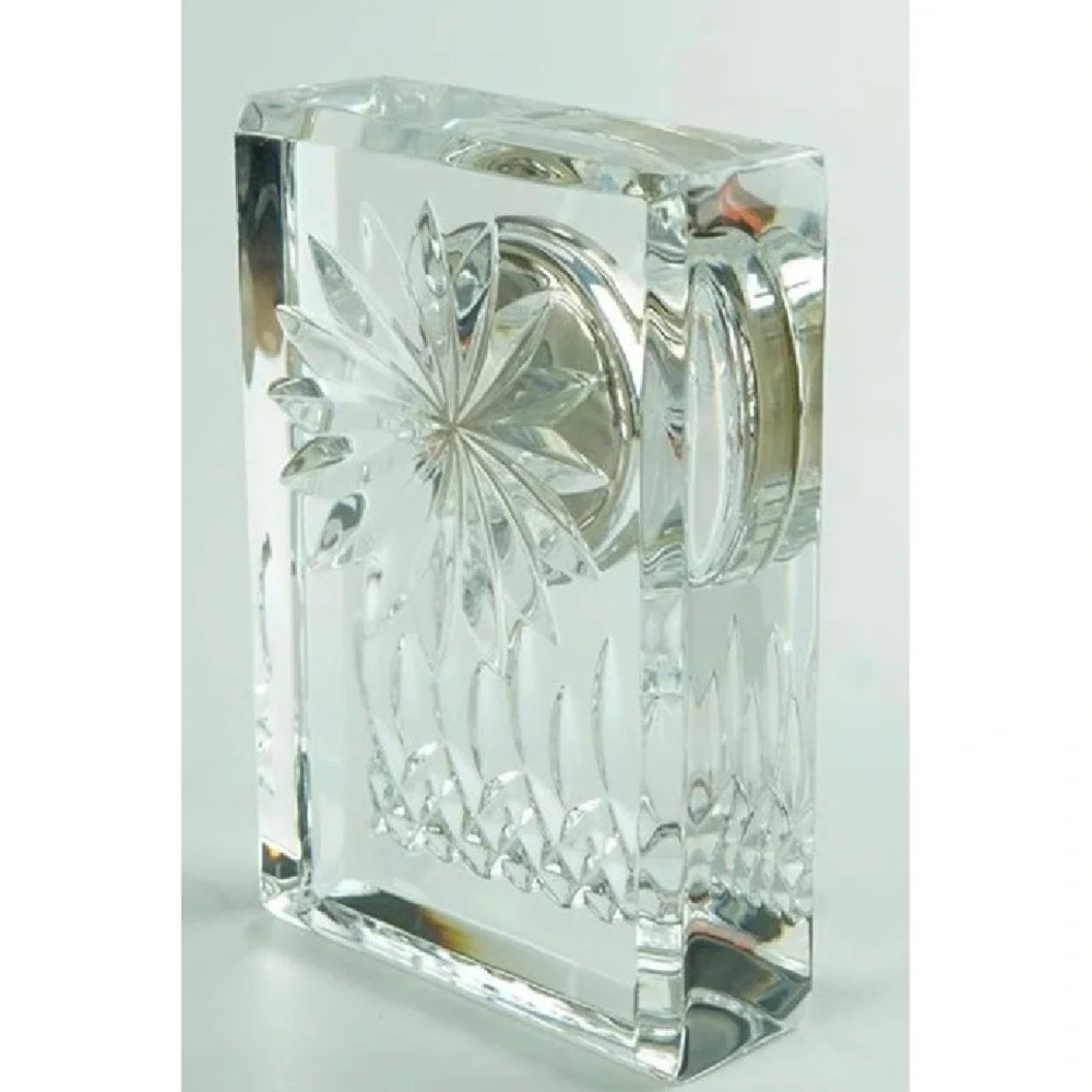 Waterford Crystal Heirloom Collection Desk Clock Roman Numeral Gold Tone Bezel